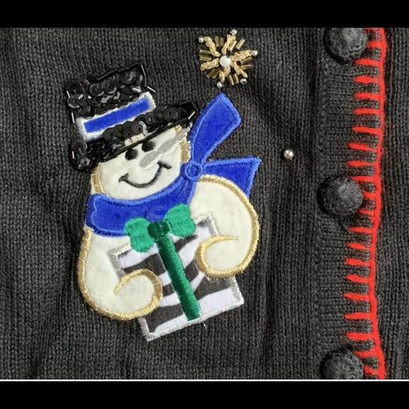 Ugly Christmas Sweater Snowman Cardigan PM - Picture 8 of 10